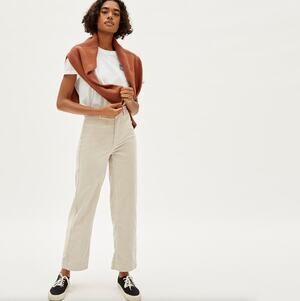 EVERLANE The Corduroy Relaxed Straight Pant Cream Off White Sz 8 $128 {3T54}